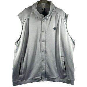 Peter Millar Men Vest 2XL Gray Full Zip Snap Golf Sleeveless Stretch Lightweight